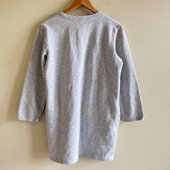 ZARA KOTON JARSE PLUSH SHIFT DRESS LIGHT GRAY LONG SLEEVE WOMENS SIZE S POCKETS - Picture 7 of 7